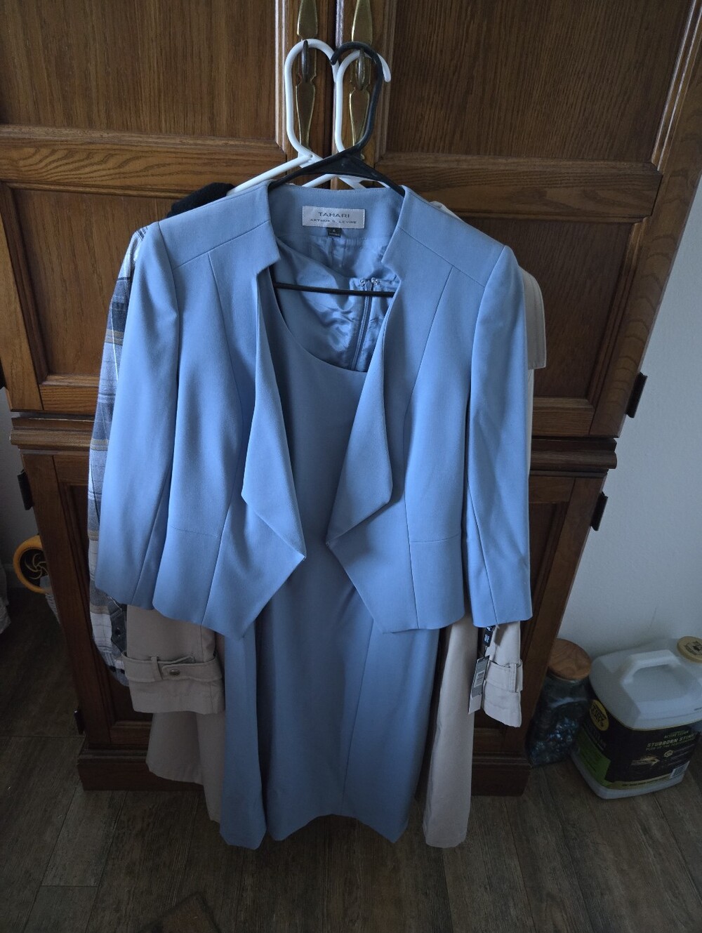 Tahari ASL Soft Blue Women's Jacket and Dress Set